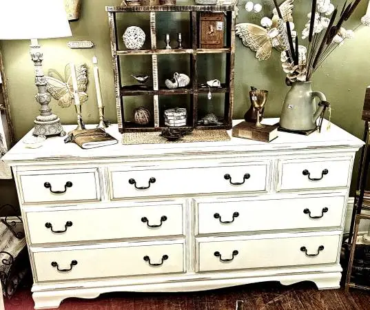 Distressed Off White Dresser
