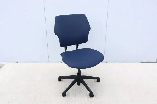 Humanscale Freedom Ergonomic Armless Task Desk Chair in Blue Color