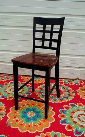 BAR STOOL Kitchen Chair Tall Seat Wood Furniture 9 square backrest