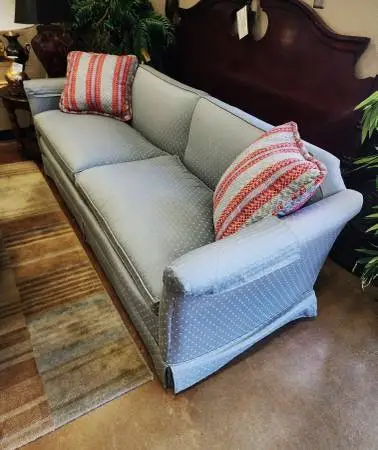 Vintage Soft Blue Sofa-89L x 32D x 29H-NOW
