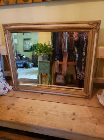 Large Ornate Distressed Beveled Mirror