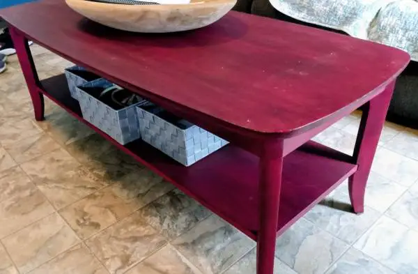 Vintage Burgundy 4 Foot Coffee Table (Solid Wood)