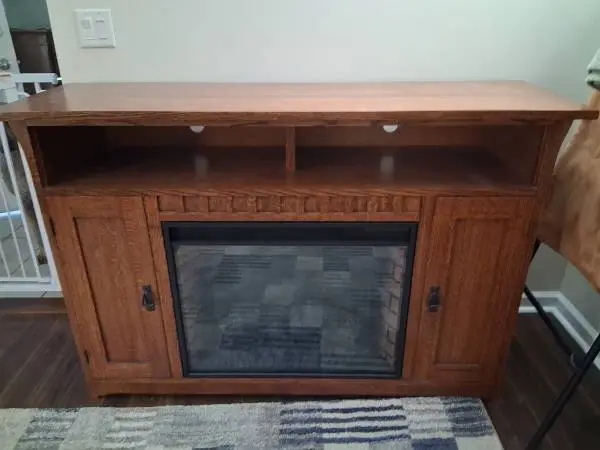 Oak TV cabinet with electeic fireplace