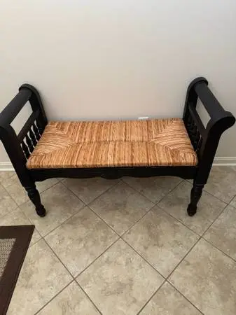 Wicker & Wood Bench
