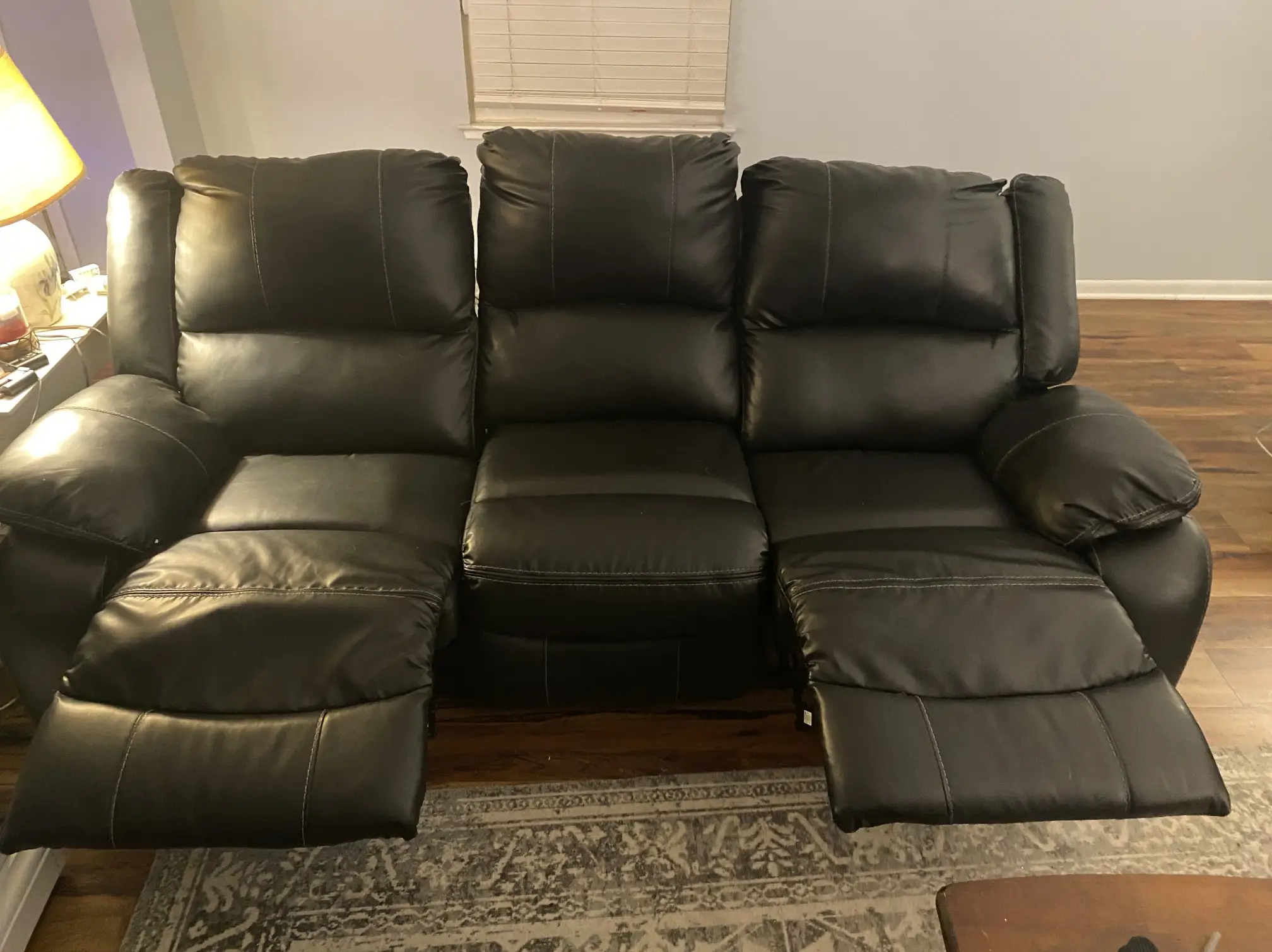 Black Faux Leather electric Reclining Sofa