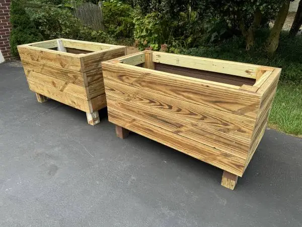 Elevated Vegetable Flower Garden Planters from Reclaimed Wood