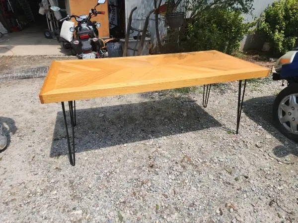Narrow Oak Inlay Dining Table