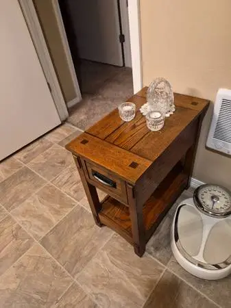 Oak side table with drawer