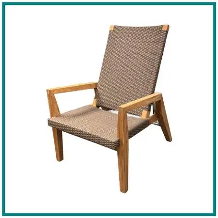 New Janus Et Cie Quinta Teak Woven Reclining Lounge Chair, Outdoor