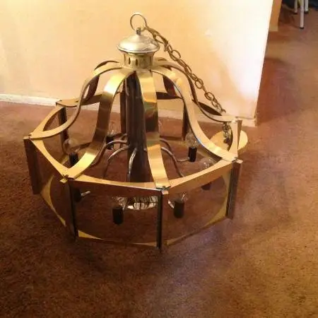 Vintage 1977 Fredrick Ramond Lamp Mid Century 9 light Brass Chandelier