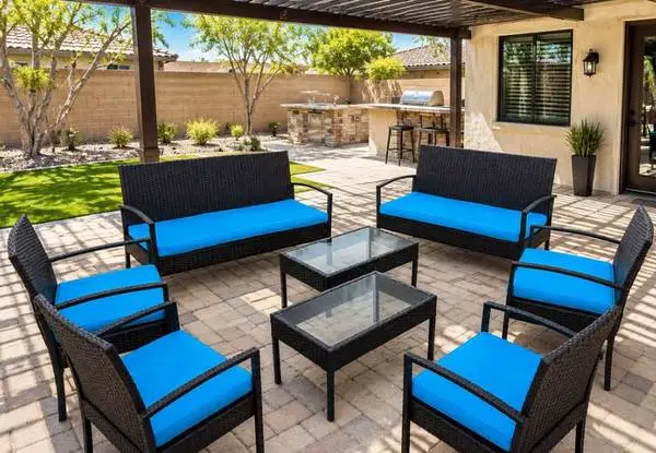 8 Piece Rattan Steel Frame Patio Furniture Set *New*