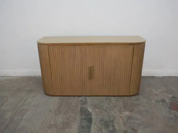 Breck Brown Curved Cabinet As Is $699.00 60W x 20 D x 32 H (Missing