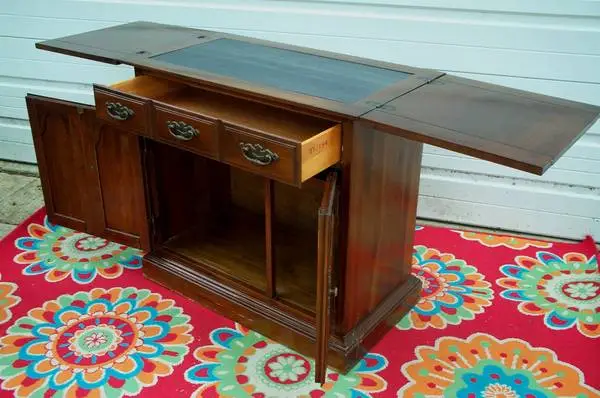 COCKTAIL BAR Furniture Fold Open Storage Liquor Cabinet Console Table