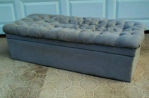 OTTOMAN CHEST Gray Cushion Seat Blanket Storage Entrance Bench Hassock