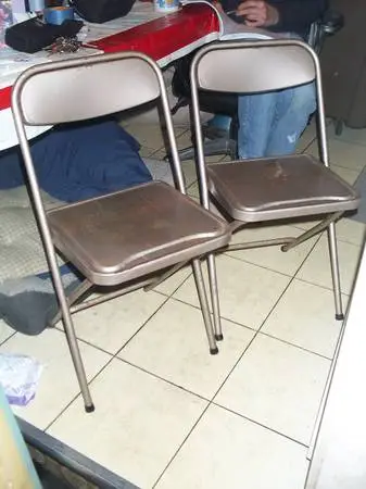 2 FOLDING CHAIR SET Vintage Samsonite Style 2533 Metal CHAIRS SEAT