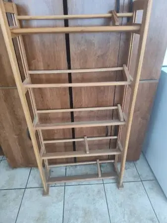 Wooden shoe or book rack