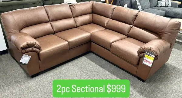 2pc Sectional in Caramel Polish Microfiber, 2 colors available!