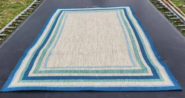 Blue Green Border 5 x 7 ft. Outdoor Rug