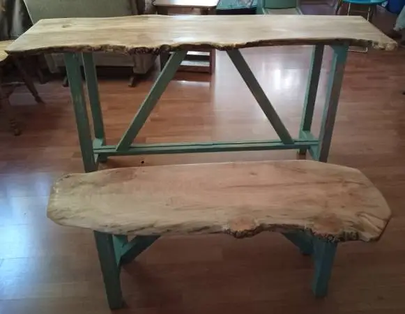 Live Edge Spalted Poplar Table and bench