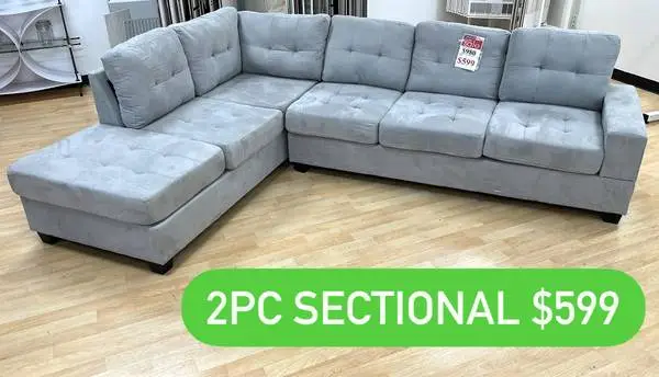 2pc Sectional Microfiber in gray! 3 colors available