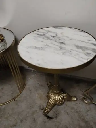 Real marble wrought iron accent table