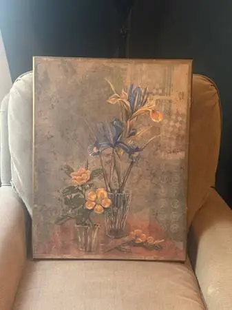 Floral Print/ Picture for Wall ( Golds, Browns and Blues)