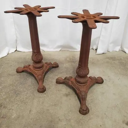 Vintage Set of Two Cast Iron Neoclassical Tripod Table Bases