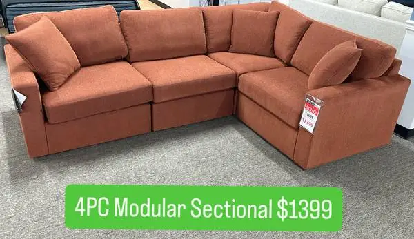 4pc Modular Sectional In Spice Orange! 3 Colors Available