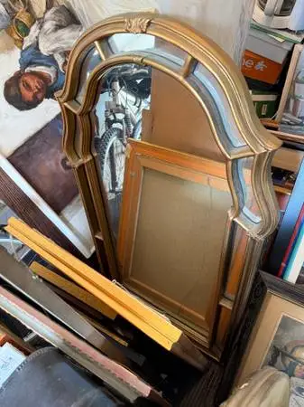 Tall vintage wall mirror gold/silver finish