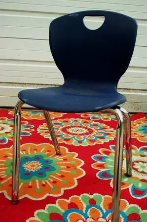 CHAIR for School Home Office Desk Blue Plastic Chrome Legs Vintage