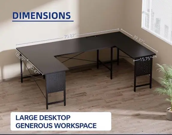 U-shaped desk with outlets