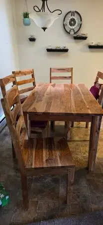 India Rosewood Table and 6 Chairs
