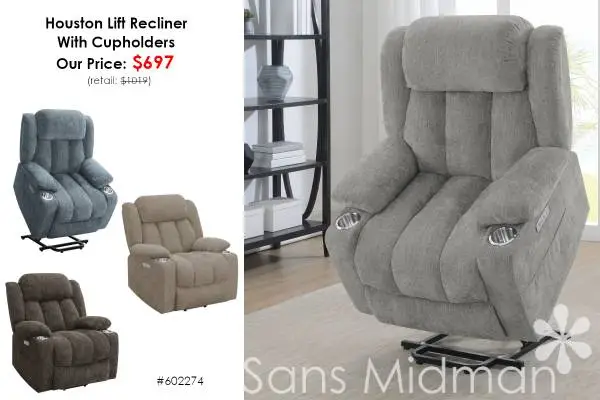 NEW IN BOX! Houston Power Assist Lift Recliner With Cupholders
