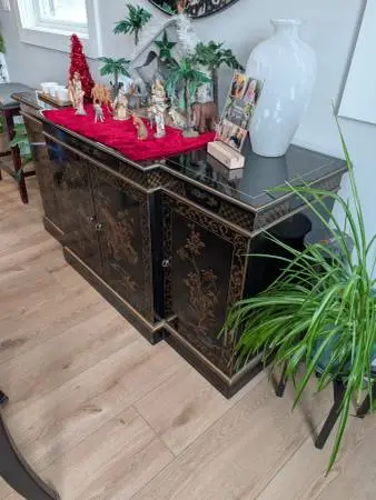 DREXEL Black Lacquer ORIENTAL DINING RM. SIDEBOARD   60