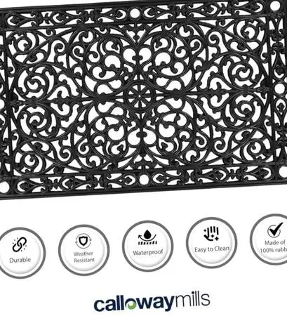 New Other Calloway Mills 3 x 6 Gatsby Rubber Doormat, Black