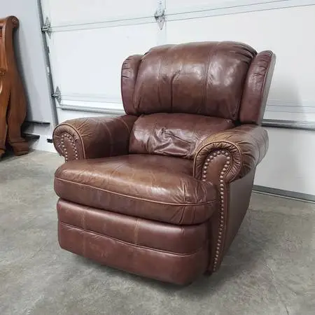 Vintage Leather Rocker Recliner.