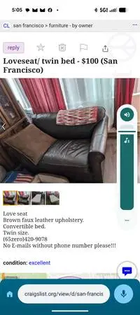 Love seat/ twin bed