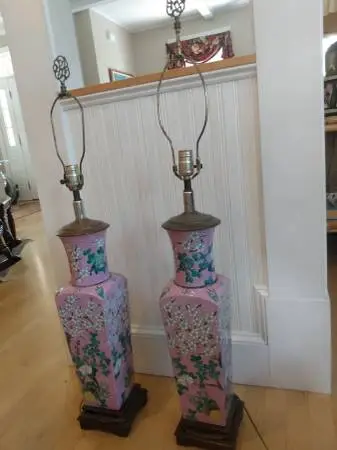 VINTAGE CHINESE LAMPS /QING PERIOD 1644-1912 /KANGXI SQUARE FORM