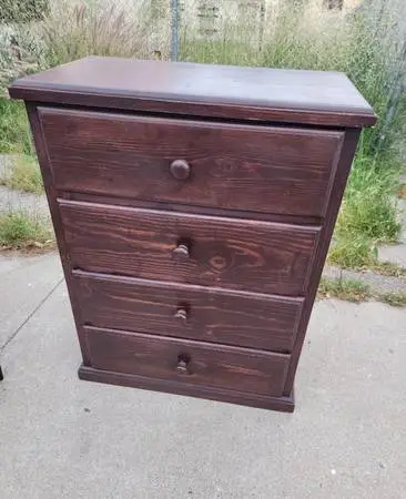 vintage 4 drawer wood tallboy dresser cabinet