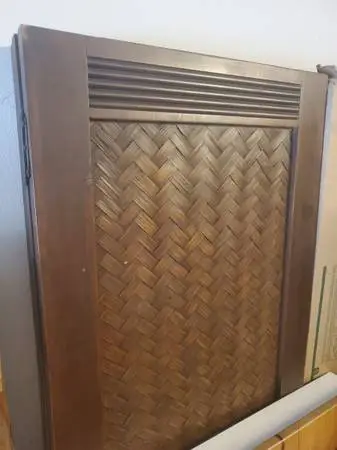 Dark brown wood 3 panel room divider