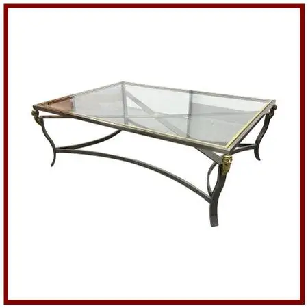 Hollywood Regency Glass Top Lion Coffee Table