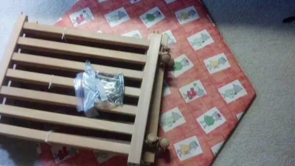 Wooden playpen with mat (used) - AS IS
