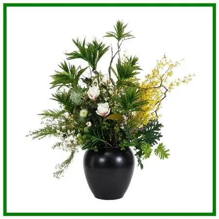 Sculptural Magnolia + Forsythia Silk Botanical Arrangement