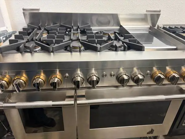 48 Wide Jennair Stainless Steel 6 Burner Double Oven Stove
