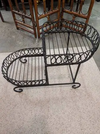 FABULOUS VINTAGE TIERED WROUGHT IRON PLANT STAND 30