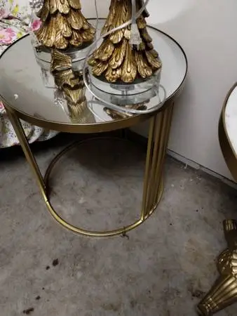 Gold metal glass top accent tables