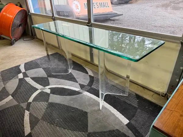 MCM Beveled Glass Entry/Console/Sofa Table