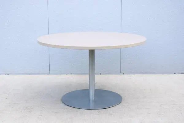 Contemporary Steelcase 48 in Round White Laminate Top Conference Table