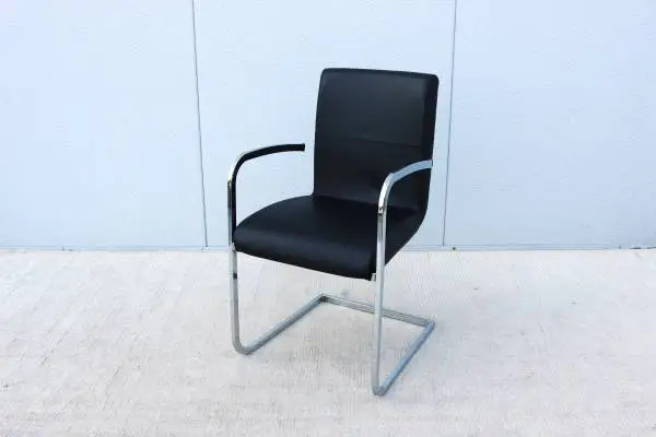 Italian Bauhaus Style Effezeta Cantilever Chrome and Leather Armchair