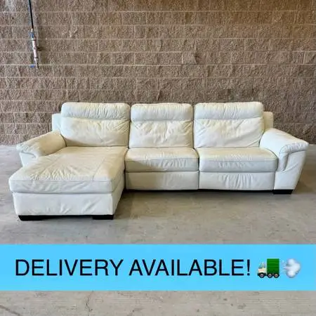 Ivory Natuzzi Real Leather Power Reclining Sectional Couch Sofa (DELIVERY AVAILA